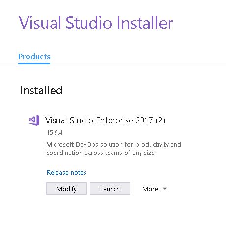 Visual Studio 2017 modify